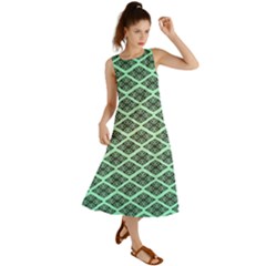 Pattern Texture Geometric Pattern Green Summer Maxi Dress