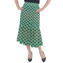 Pattern Texture Geometric Pattern Green Midi Mermaid Skirt by Dutashop