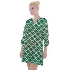 Pattern Texture Geometric Pattern Green Open Neck Shift Dress