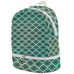 Pattern Texture Geometric Pattern Green Zip Bottom Backpack by Dutashop