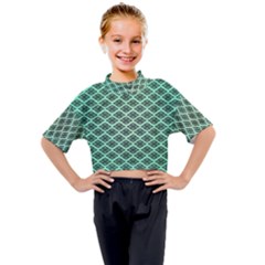 Pattern Texture Geometric Pattern Green Kids Mock Neck Tee