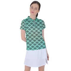 Pattern Texture Geometric Pattern Green Women s Polo Tee