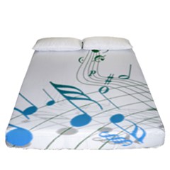 Music Notes Fitted Sheet (california King Size) by Dutashop