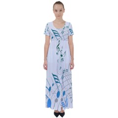 Music Notes High Waist Short Sleeve Maxi Dress