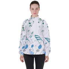 Music Notes Women s High Neck Windbreaker by Dutashop