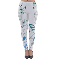 Music Notes Lightweight Velour Leggings by Dutashop