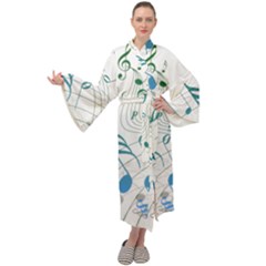 Music Notes Maxi Velour Kimono by Dutashop