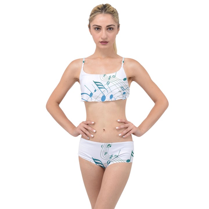 Music Notes Layered Top Bikini Set