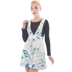 Music Notes Plunge Pinafore Velour Dress