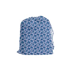 Blue Pattern Scrapbook Drawstring Pouch (medium)