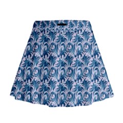 Blue Pattern Scrapbook Mini Flare Skirt