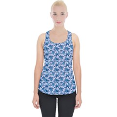 Blue Pattern Scrapbook Piece Up Tank Top