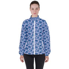 Blue Pattern Scrapbook Women s High Neck Windbreaker