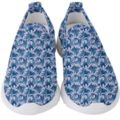 Blue Pattern Scrapbook Kids  Slip On Sneakers