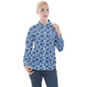 Blue Pattern Scrapbook Women s Long Sleeve Pocket Shirt View1