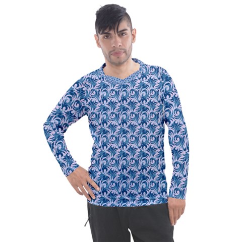 Blue Pattern Scrapbook Men s Pique Long Sleeve Tee by Dutashop