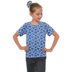 Blue Pattern Scrapbook Kids  Mesh Piece Tee