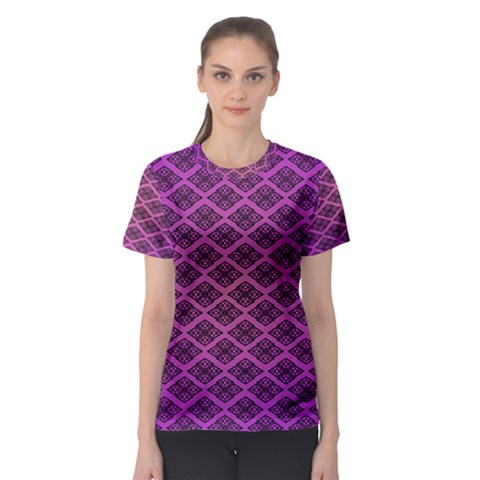 Pattern Texture Geometric Patterns Purple Women s Sport Mesh Tee by Dutashop