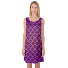 Pattern Texture Geometric Patterns Purple Sleeveless Satin Nightdress by Dutashop