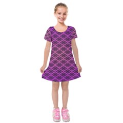 Pattern Texture Geometric Patterns Purple Kids  Short Sleeve Velvet Dress by Dutashop