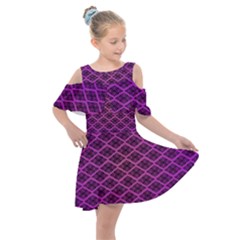 Pattern Texture Geometric Patterns Purple Kids  Shoulder Cutout Chiffon Dress by Dutashop