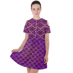 Pattern Texture Geometric Patterns Purple Short Sleeve Shoulder Cut Out Dress 