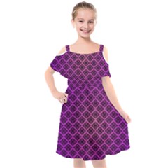 Pattern Texture Geometric Patterns Purple Kids  Cut Out Shoulders Chiffon Dress