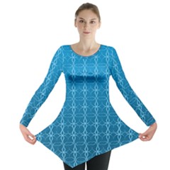 Background Texture Pattern Blue Long Sleeve Tunic  by Dutashop