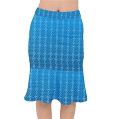 Background Texture Pattern Blue Short Mermaid Skirt by Dutashop