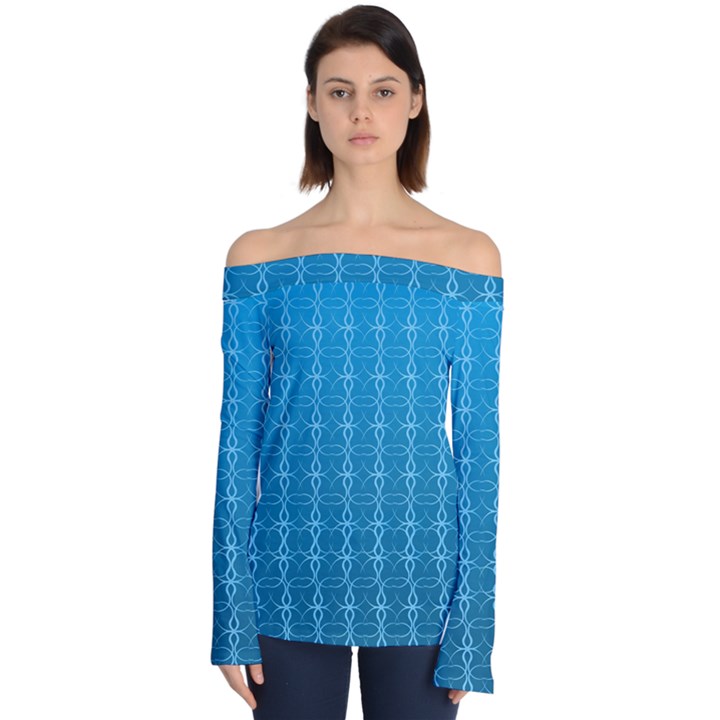 Background Texture Pattern Blue Off Shoulder Long Sleeve Top