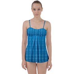 Background Texture Pattern Blue Babydoll Tankini Set