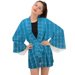 Background Texture Pattern Blue Long Sleeve Kimono