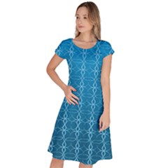 Background Texture Pattern Blue Classic Short Sleeve Dress