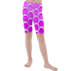 Hexagon Windows  Kids  Mid Length Swim Shorts by essentialimage365