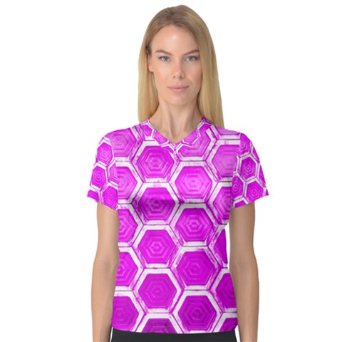 Hexagon Windows  V-neck Sport Mesh Tee by essentialimage365