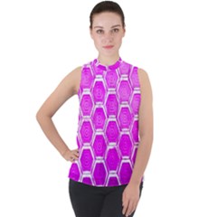 Hexagon Windows  Mock Neck Chiffon Sleeveless Top by essentialimage365