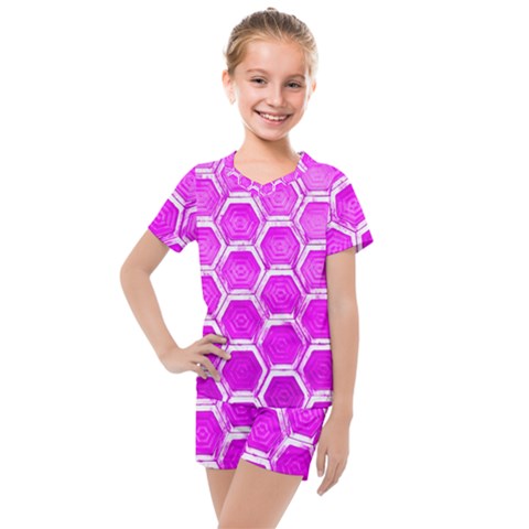 Hexagon Windows  Kids  Mesh Tee And Shorts Set by essentialimage365