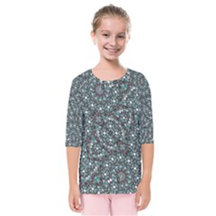 Intricate Texture Ornate Camouflage Pattern Kids  Quarter Sleeve Raglan Tee