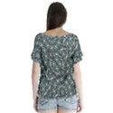 Intricate Texture Ornate Camouflage Pattern V-Neck Flutter Sleeve Top View2