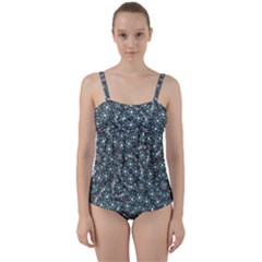 Intricate Texture Ornate Camouflage Pattern Twist Front Tankini Set by dflcprintsclothing