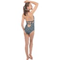 Intricate Texture Ornate Camouflage Pattern Halter Front Plunge Swimsuit View2