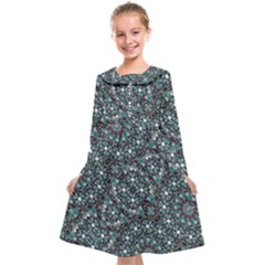 Intricate Texture Ornate Camouflage Pattern Kids  Midi Sailor Dress