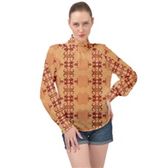 Background Wallpaper Brown High Neck Long Sleeve Chiffon Top