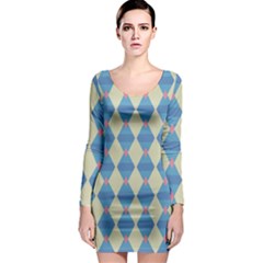 Pattern Texture Chevron Long Sleeve Bodycon Dress