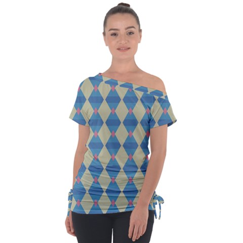 Pattern Texture Chevron Tie-up Tee by Dutashop