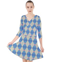 Pattern Texture Chevron Quarter Sleeve Front Wrap Dress