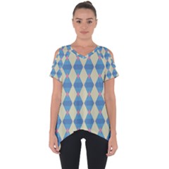 Pattern Texture Chevron Cut Out Side Drop Tee by Dutashop