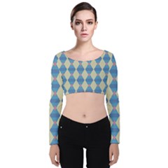 Pattern Texture Chevron Velvet Long Sleeve Crop Top