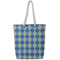 Pattern Texture Chevron Full Print Rope Handle Tote (small)