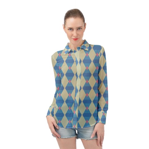 Pattern Texture Chevron Long Sleeve Chiffon Shirt by Dutashop